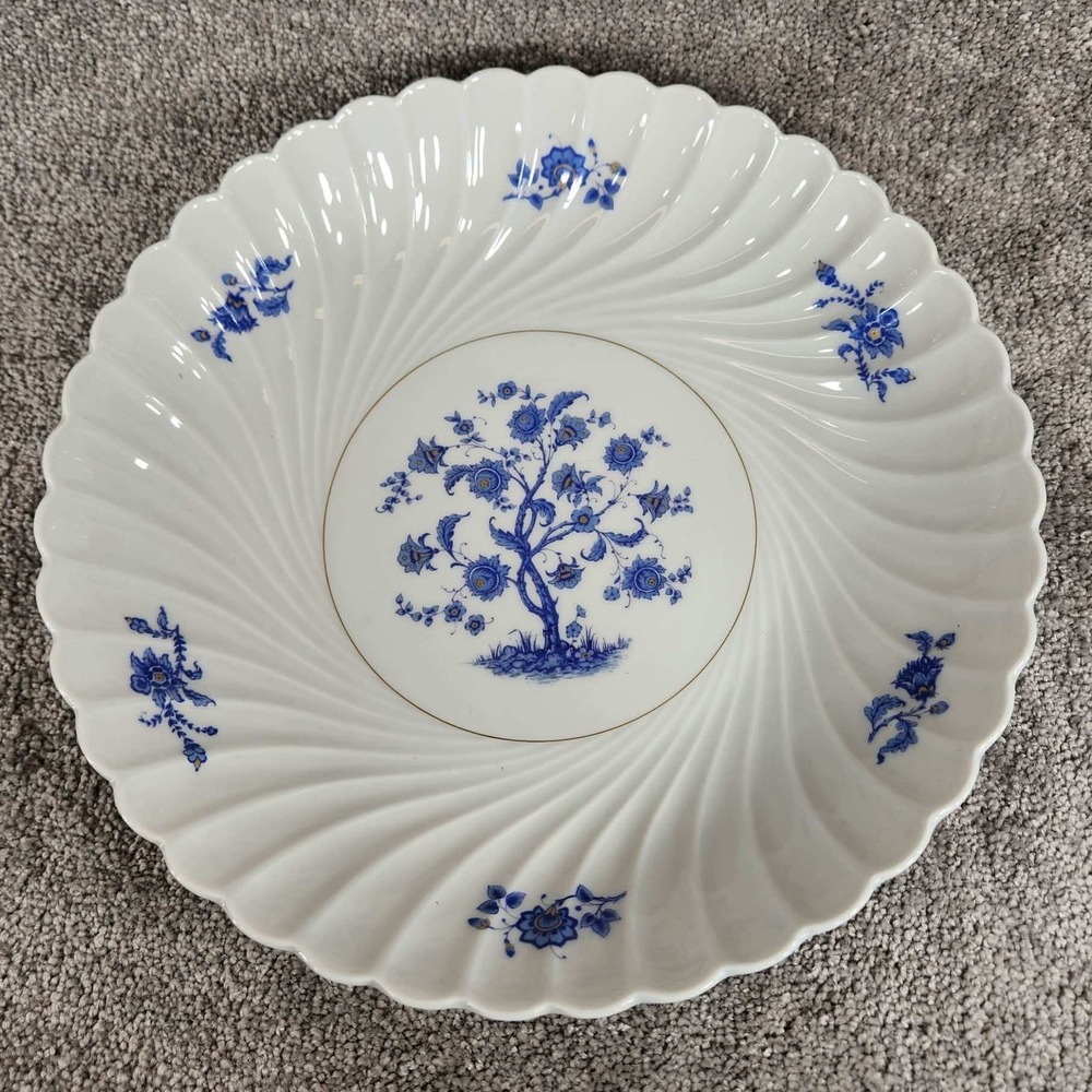 Haviland Limoges Serving Bowl Blue Floral Tree Scalloped Swirl France